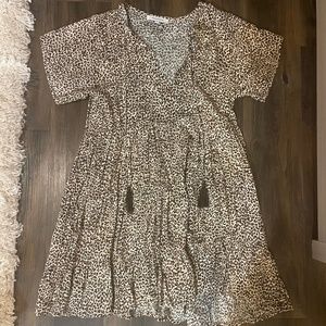 *NEW* Olivaceous Leopard Print Tiered Dress w/ Tassels - Size Small